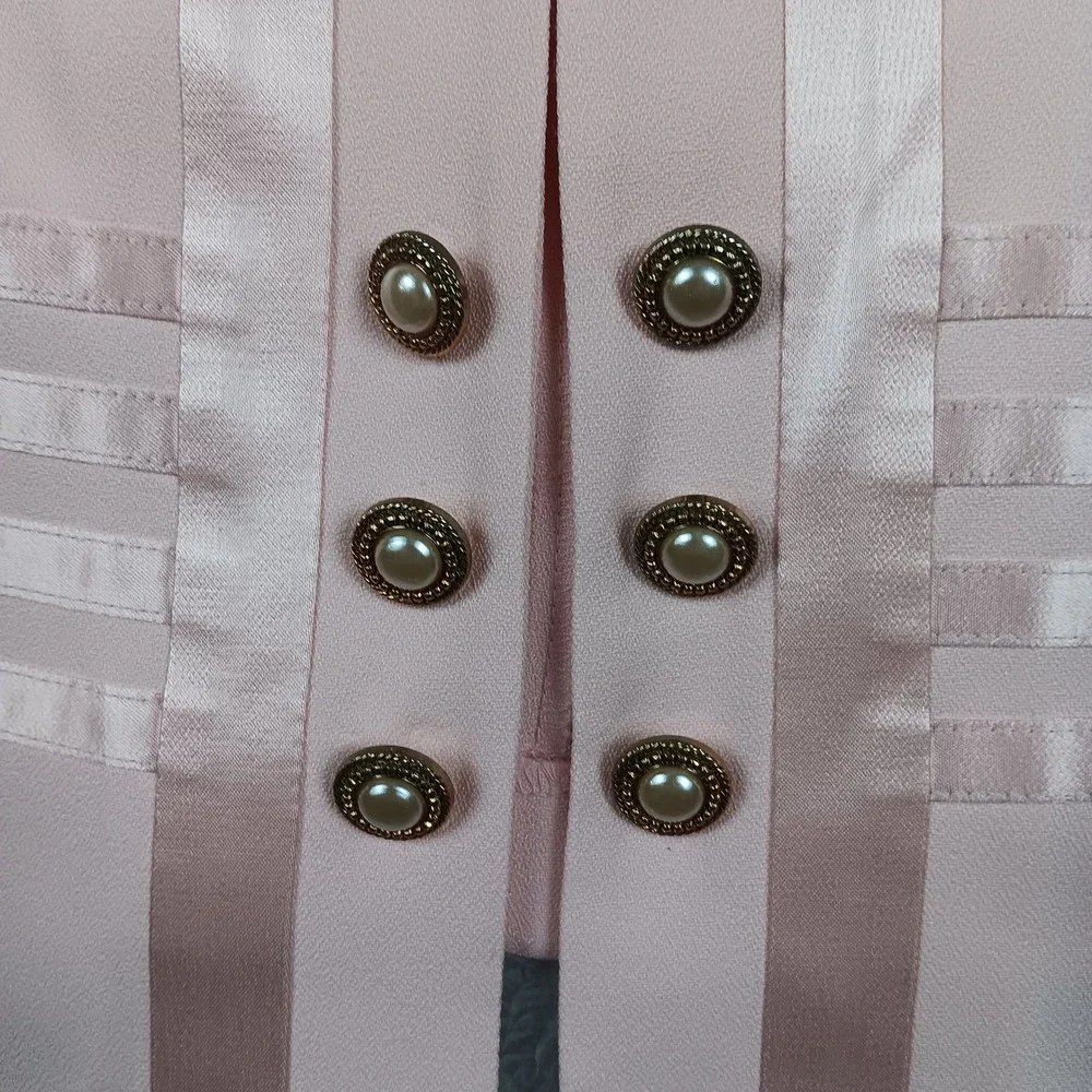 VTG Petite Perceptions Jacket Woman 12 Pink Satin Trim Pearl Button USA Made